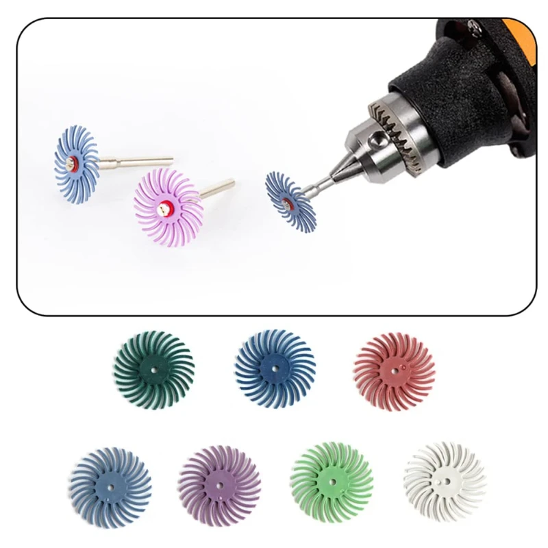 80-5000 Grit 25MM Radial Bristle Disc Abrasive Brush 2.35mm Shank Polishing Wheel for Rotary Tool Accessories