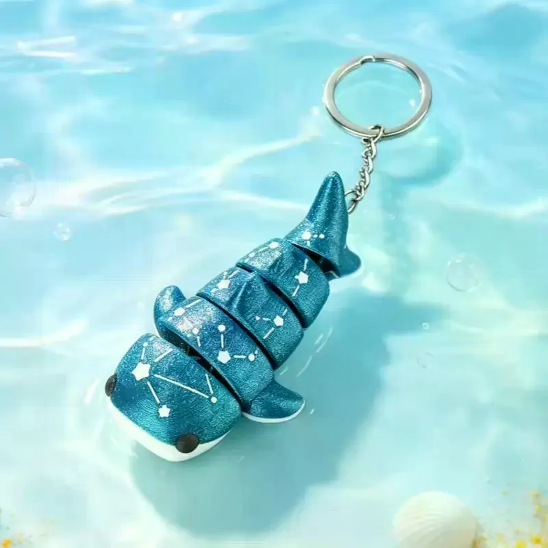 3D Printed Gradient Marine Animal Movable Galaxy Whale Shark Keychains Bag Pendant Fashion Small Gift Cute Keychain
