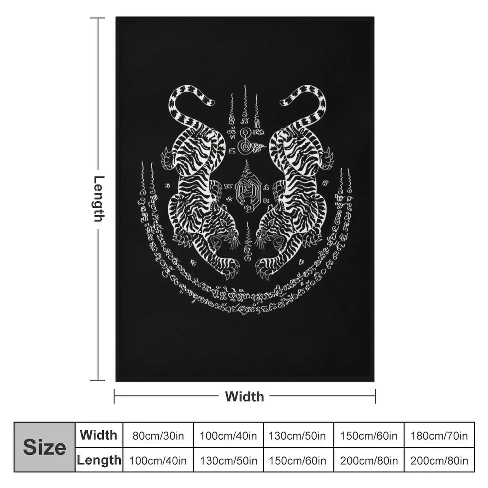 Sak Yant Thai Tattoo Twin Tiger Muay Magical Thailand Igloo White Throw Blanket halloween Retros Warm Beautifuls Blankets