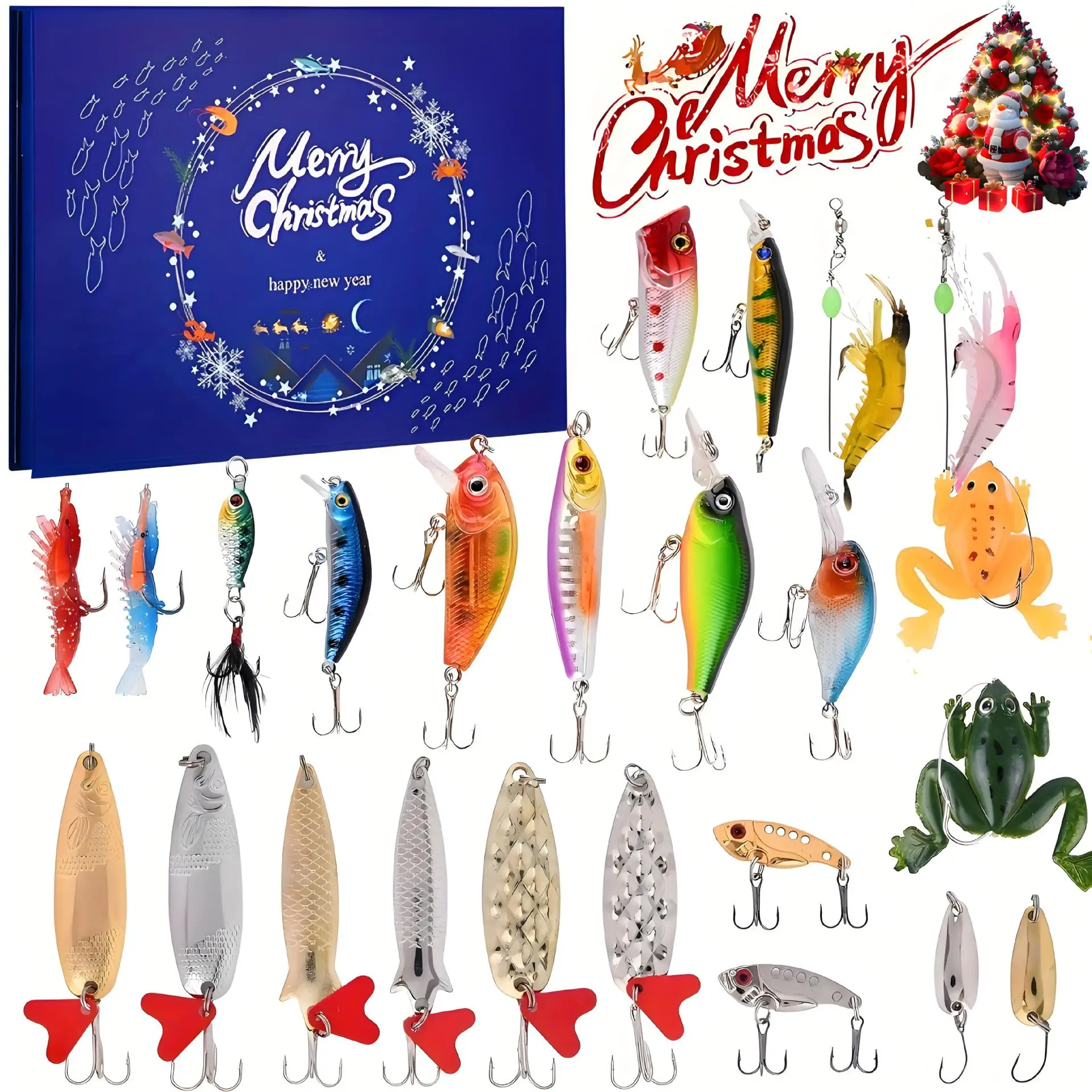 Christmas Supplies Advent Calendar Fishing Xmas Countdown 24 Days Fishings Set For Adult Men Teen Boys 2024 Surprise Gifts