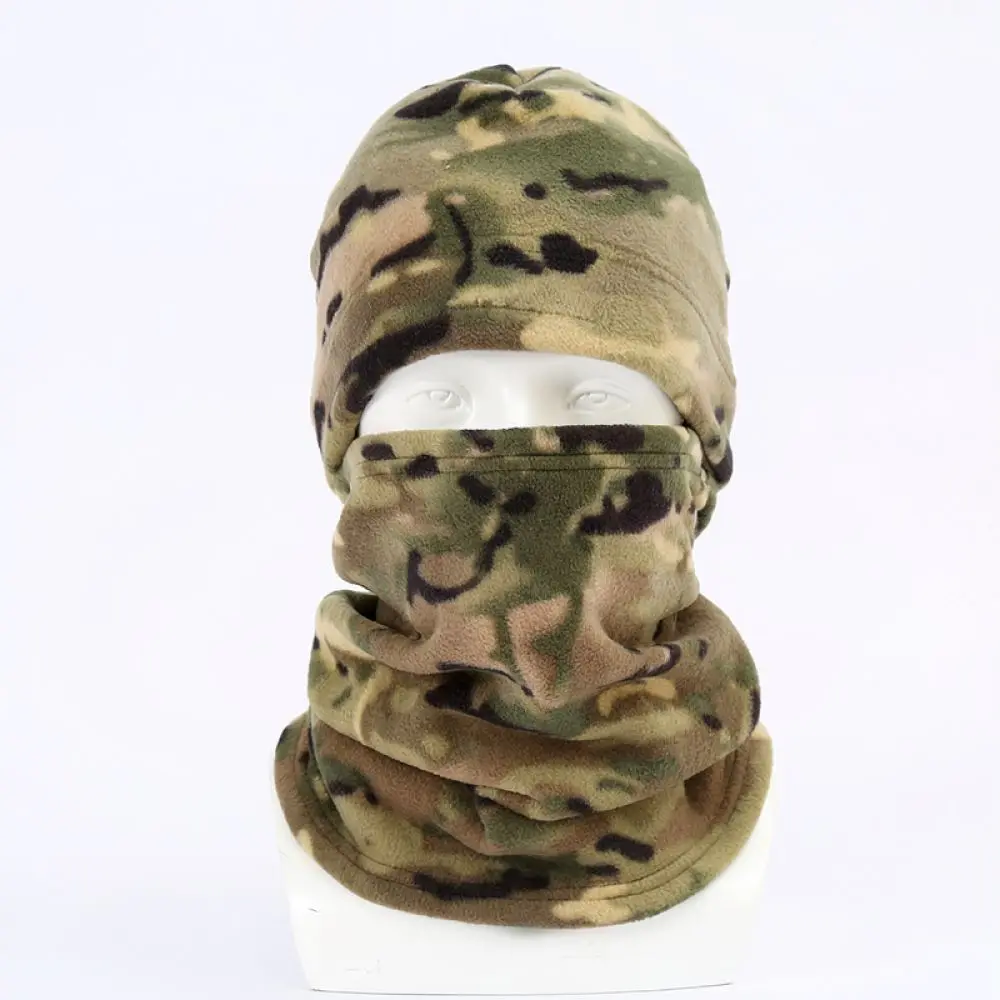 Outdoor Camouflage Fleece Hat Windproof Winter Thermal Balaclava Cycling Hiking Skiing Tactical Face Guard Neck Warmer