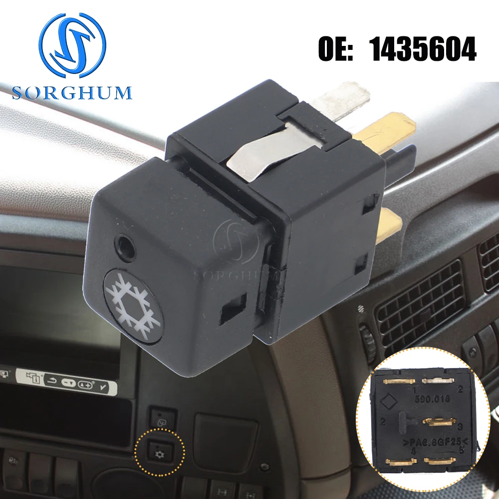 New 1435604 Dashboard Snowflake A/C Compressor Push Button Air Conditioner Switch For DAF XF95 XF105 CF75 CF85 LF45 LF55 Truck