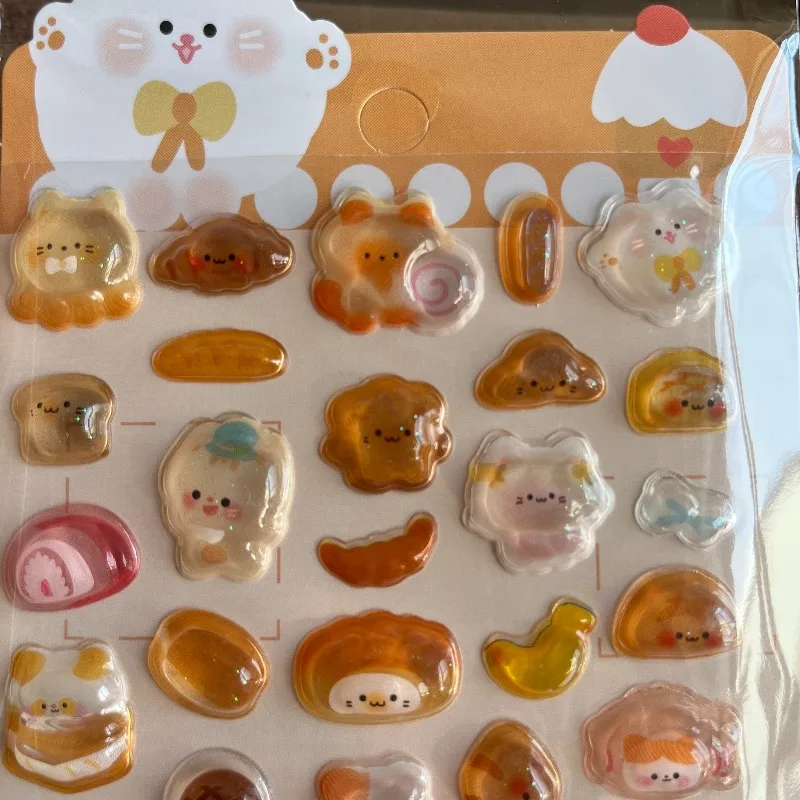Funny Sweet Furit Ice Cream Pets Drop 3D Relief Sticker Scrapbooking Diy Diary Decor Journaling Stationery Kawaii Stickers