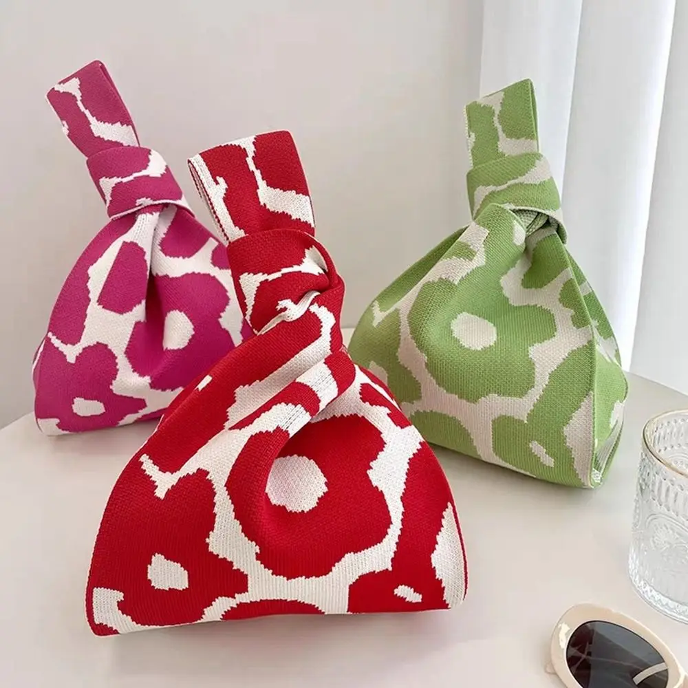 핸드백 꽃무늬 화장품 가방 프린팅 수제 쇼핑백 수납 가방 손목 가방 여성 토트백 니트 가방 숄더백