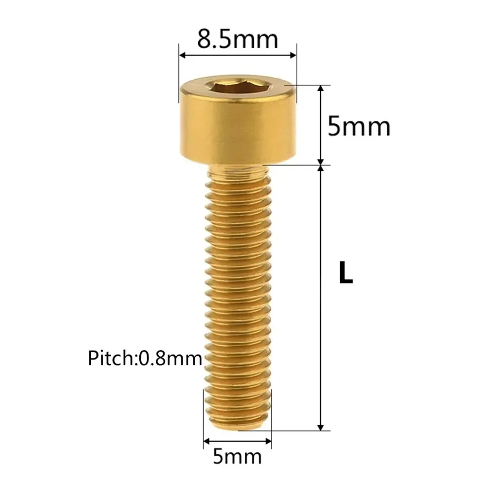 1PCS Titanium Bolt M5 X 10 12 16 18 20 23 25 30 35 40 45 50 55 60mm Allen Key Square Head Screw for Bicycle Stem Seatpost