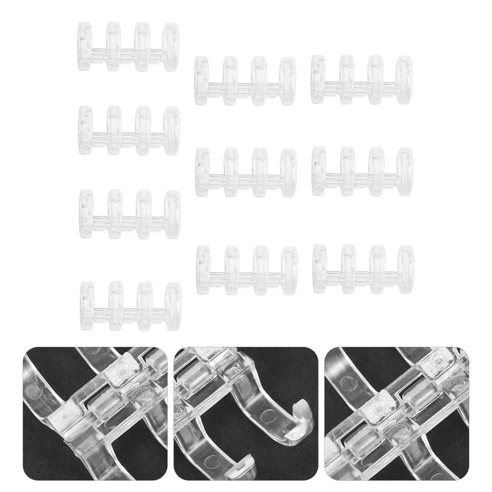 

10Pcs Loose Leaf Binder Snap Plastic Four-Hole Segmented Clips for Scrapbook File Binder Student Stationery Supplies
