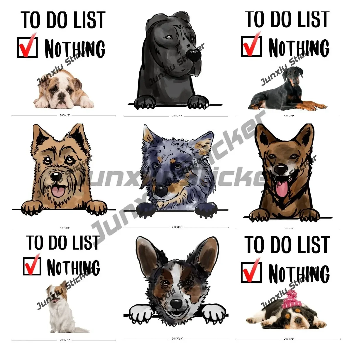 Canary Mastiff English Bulldog Puppy Cute Stickers Cartoon Doberman Pinscher Dog Vinyl Decal for Car Watercolor Peeking Sticker