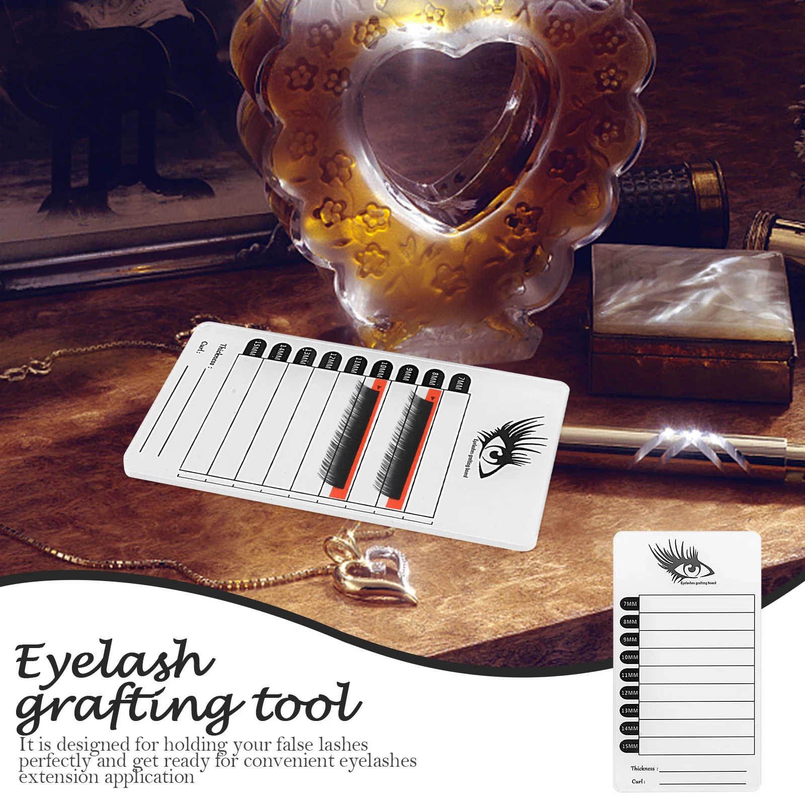 

Eyelash Display Pallet Length Marks Durable Safe Smooth Edges Eyelash Grafting Tool Storage Board False Eyelashes Organizer