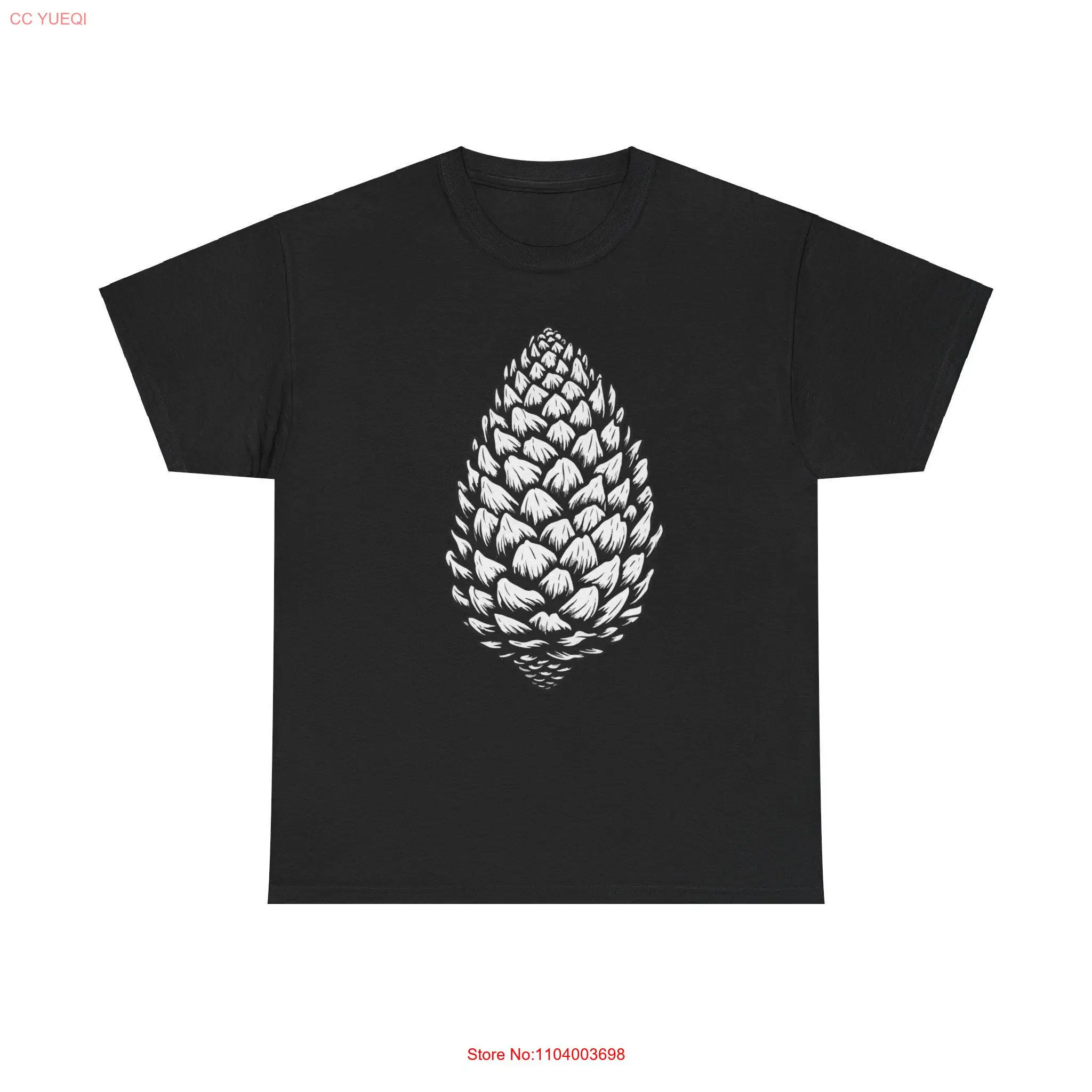 Christmas Pinecone Logo Black T shirt Holiday Festive Cool Xmas Apparel Beautiful Present Top long or short sleeves