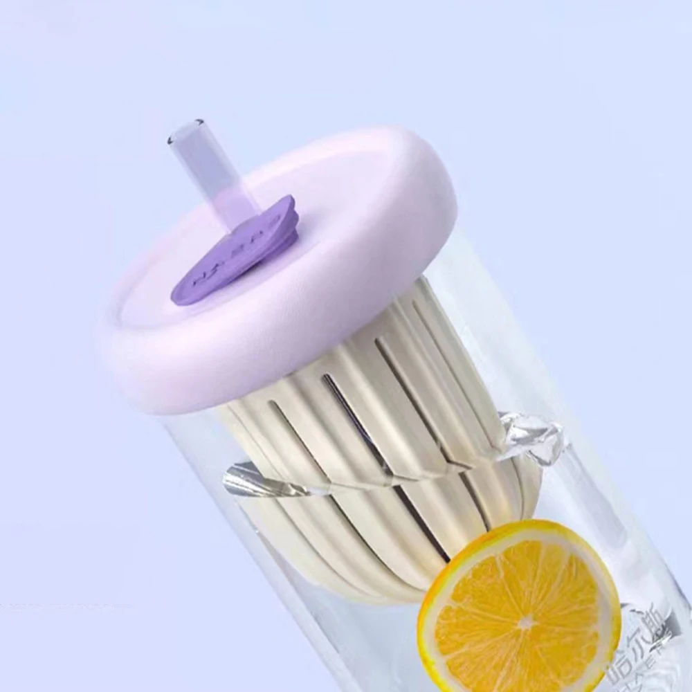 

1PC Transparent PC Creative Water Cup, Straw Anti Drop, Double-Layer Isolated Tea Leaves Leak Proof Travel Cup