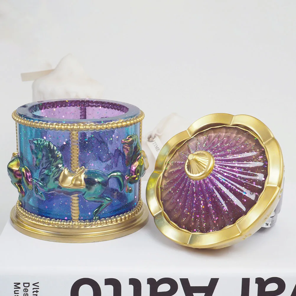 

DIY Crystal Carousel Storage Box Silicone Mold Epoxy Casting Crafts Reusable Durable Detailed Workmanship Practical