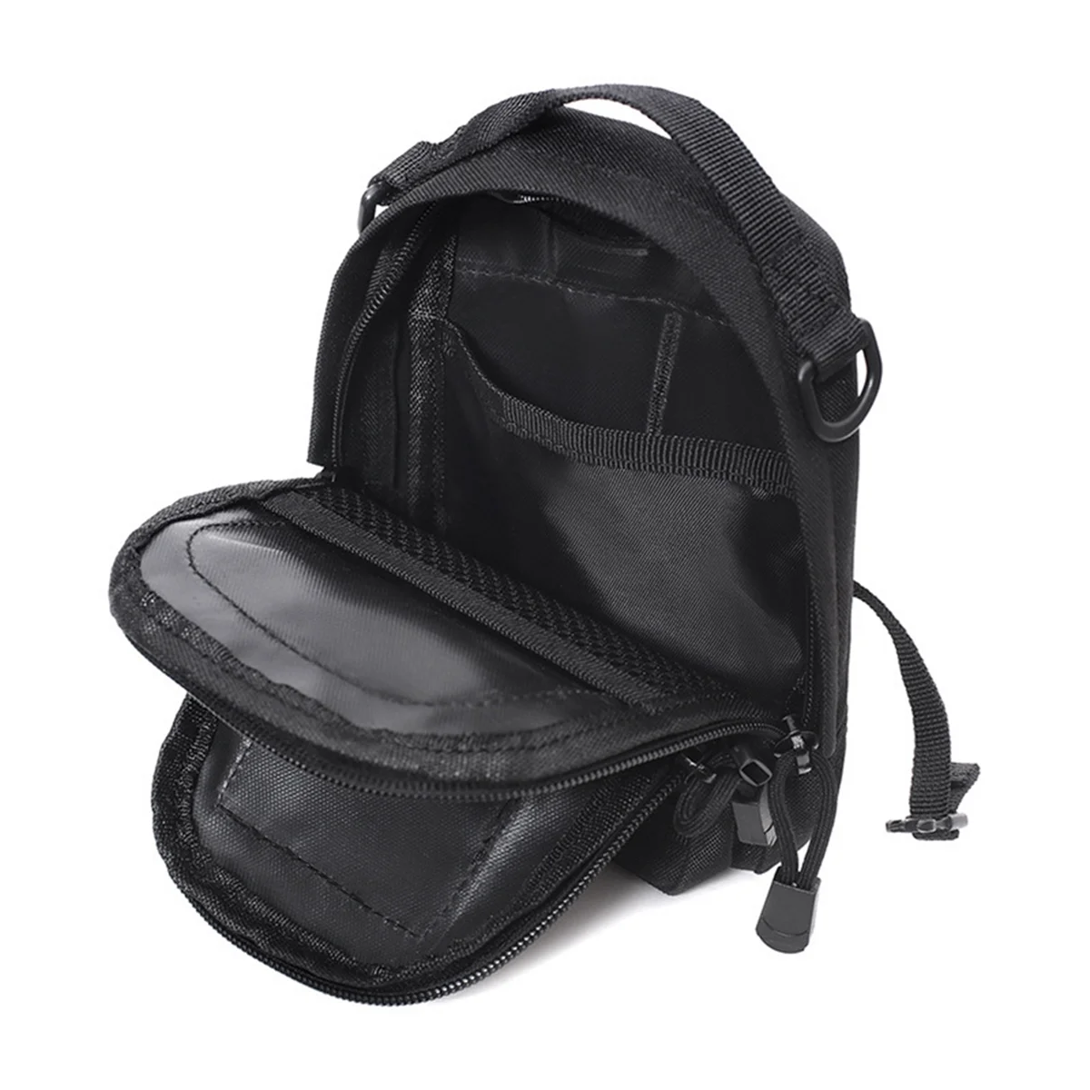 A92U_Waist Pouch Organizer Backpack Outdoor Sports Travel Hiking Camping Accessories EDC Tool Bag Black with Shoulder Belt