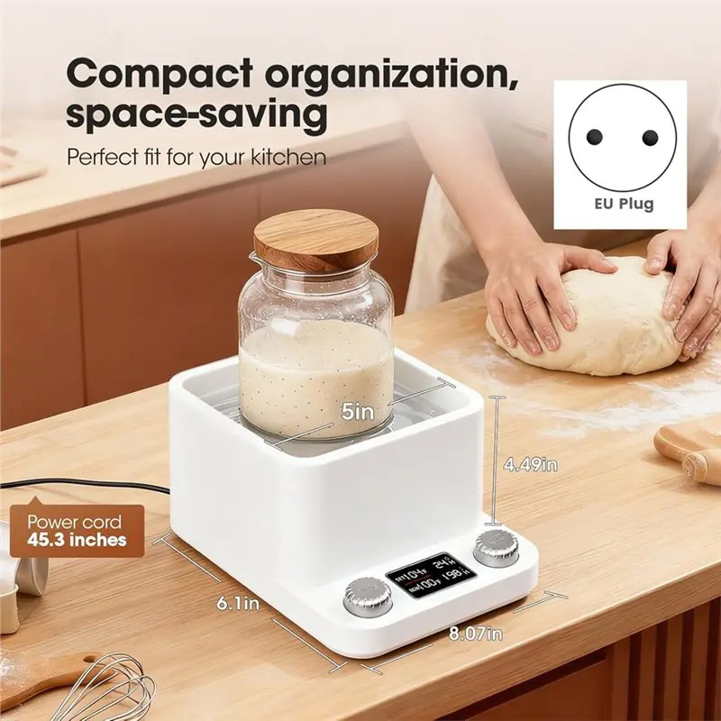 NEW!A61I Sourdough Starter Warmer Water Bath Precise 1°F Thermostat (70-104°F) Sourdough Warmer For Jars Under 50 Oz Eu Plug