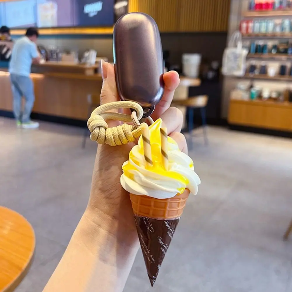 Simulation Ice Cream Keychain Cute Creative Realistic Dessert Keychain Portable Cartoon Ice Cream Key Rings Baking Decorations