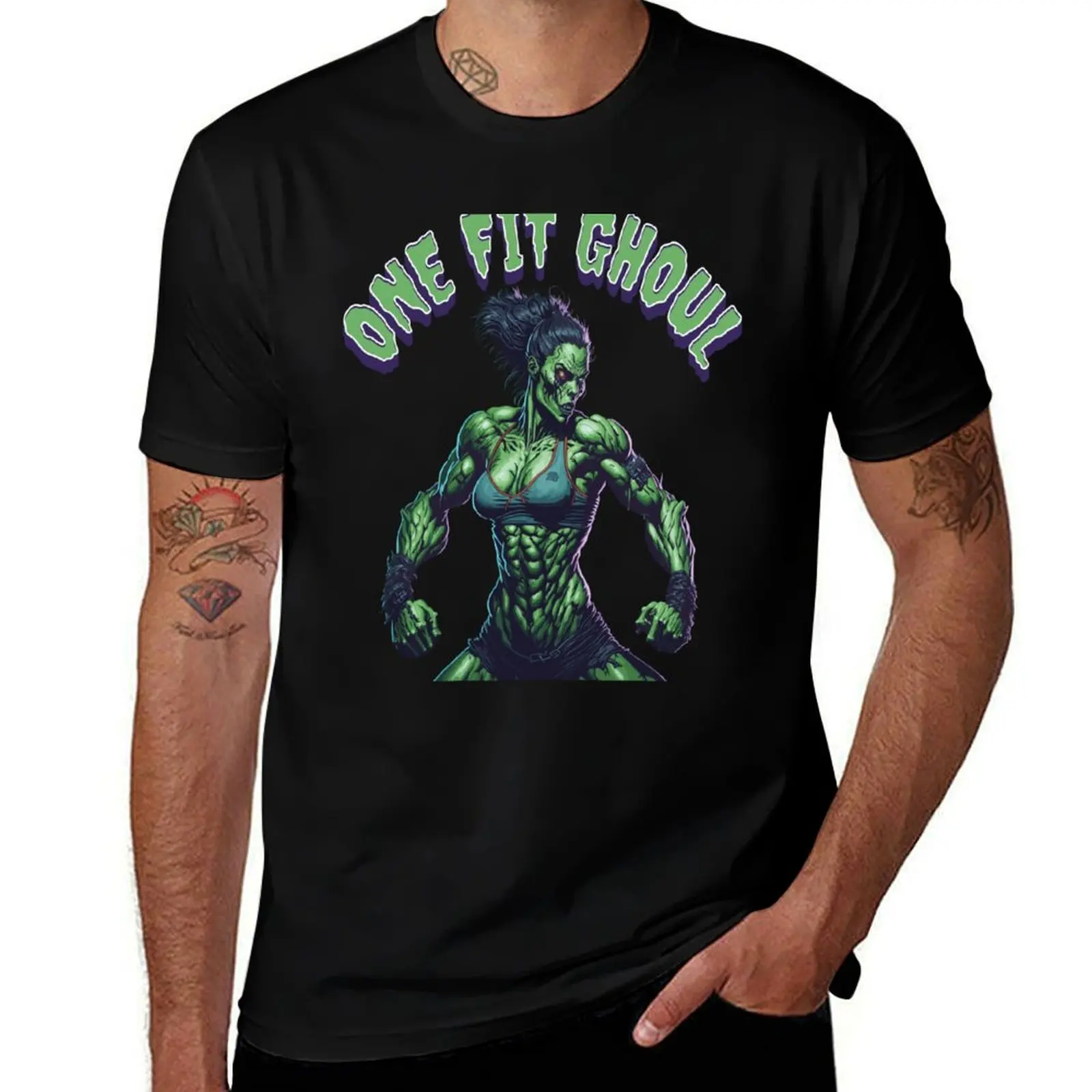 One fit ghoul Resilient Undead: Muscle-Bound zombie girl T-Shirt Basic Casual Short Sleeve Cotton Shirt T-Shirt
