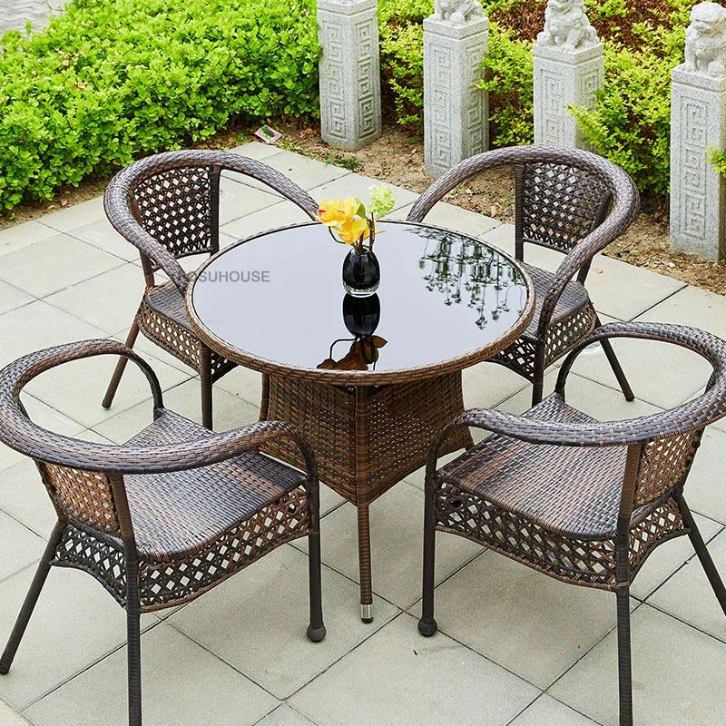 

Italian PE Rattan Chair 3-piece Terrace Outdoor Furniture Set Home Leisure Balcony Table and Chairs Outdoor Garden Furniture T