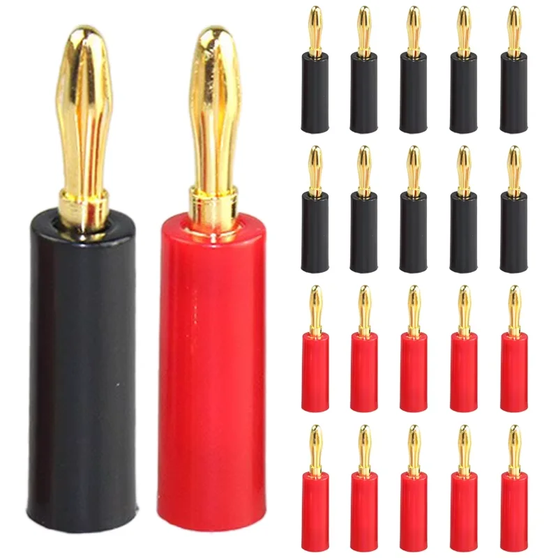 10/40/200Pc Banana Connector Plug Jack Gold Plated Musical Sound Audio Speaker 4MM Banana Plugs For Audio Video Speaker Terminal