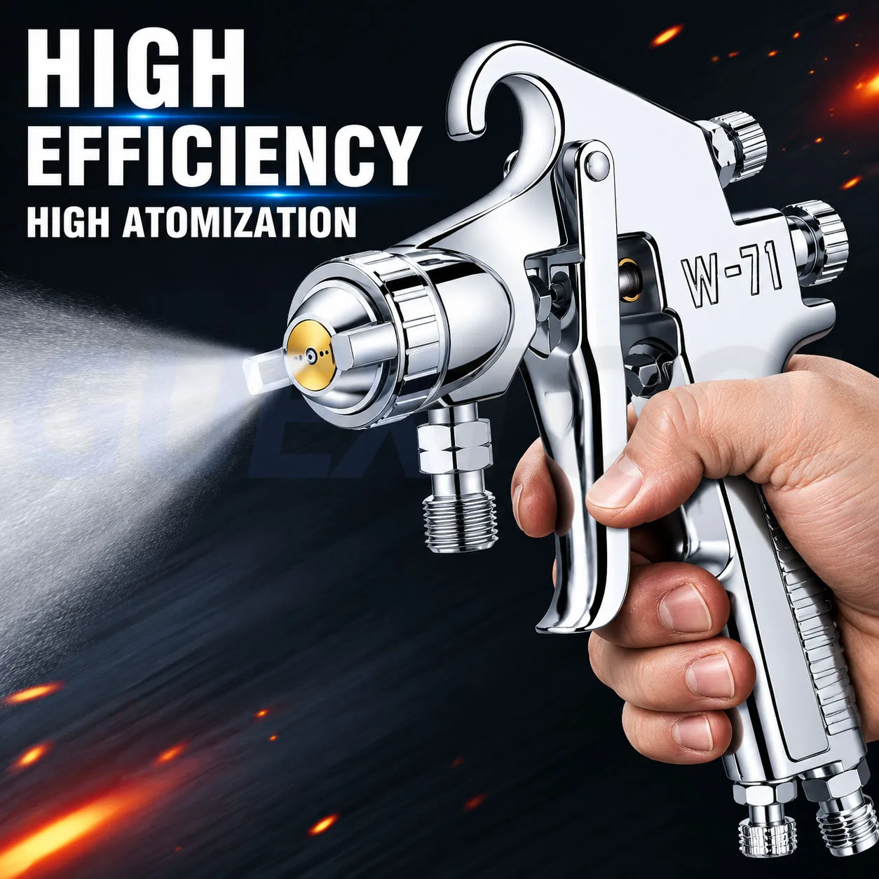 W-71 Professional Furniture Paint Guns W71 Spray Gun Airbrush Sprayer Alloy Painting Atomizer Tool With 400ML Hopper For Cars