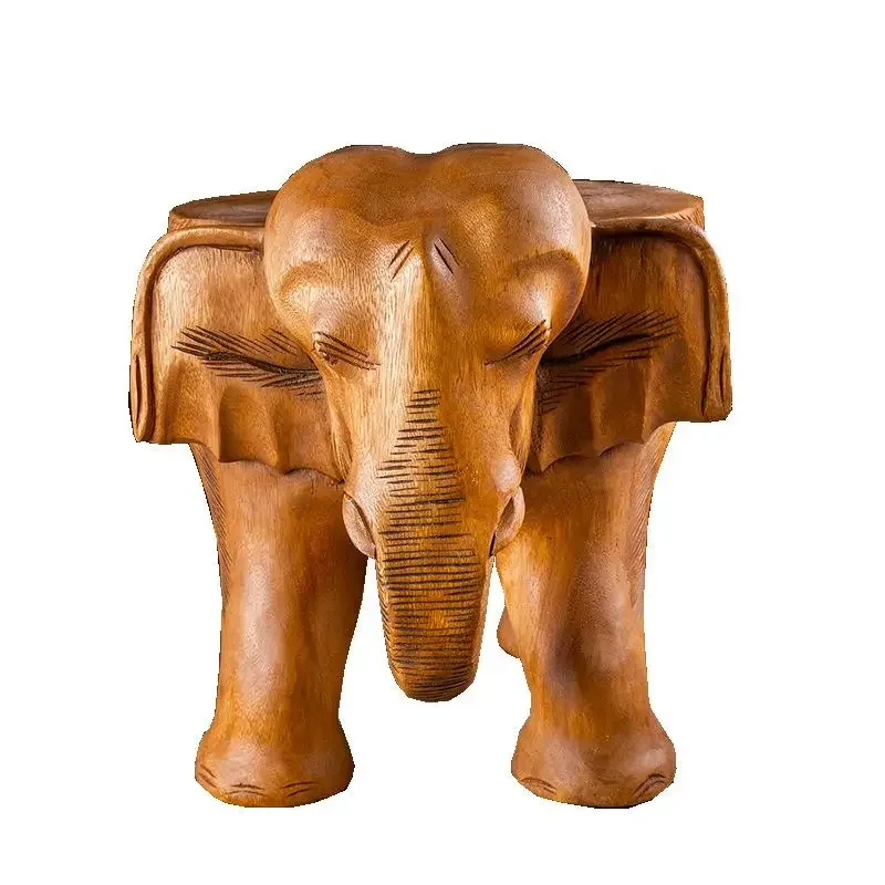 Solid Wood Shoe Changing Stool Bench Creative Elephant Furniture Low Stool Living Room Coffee Table a Block of Wood Or Stone