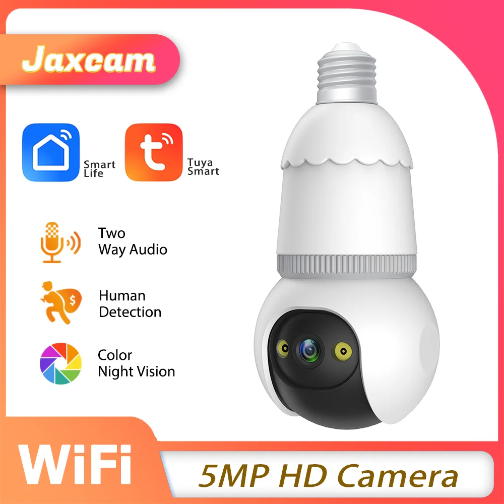

Tuya Smart Life 5MP E27 Bulb WiFi Camera Floodlight Human Detection Monitor Two Way Audio Color Night Vision Indoor Security Cam