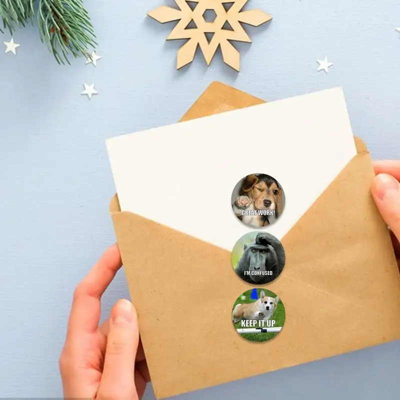 子供のためのインスピレーションステッカー、漫画の動物の確認ステッカー、教室のステッカー、楽しい、流行、1インチ、500個/ロール