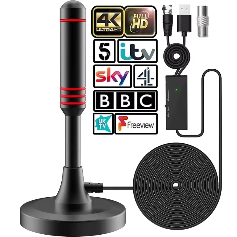 TV Antenna Protable Indoor 4K Digital TV Antenna Indoor Indoor Outdoor Ultra HD Indoor Amplified Antenna Magnetic Base 200 Miles view 2