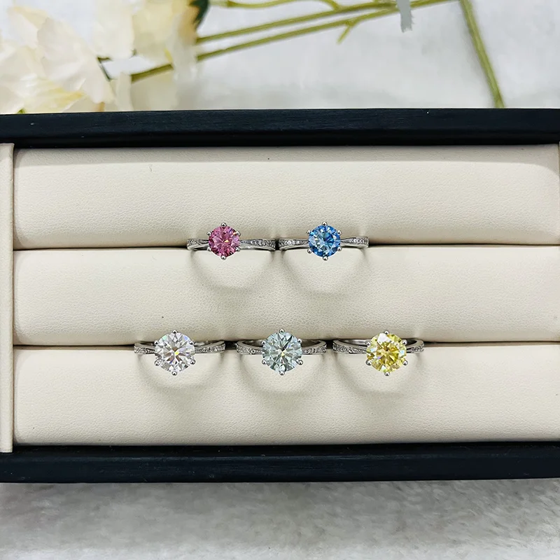 Joyce Kelly 1 CT Blau Grün Moissanit Ring Für Frauen Solide 925 Sterling Silber Braut Weibliche Verlobung Hochzeit Luxus Jewerly – Detail 2