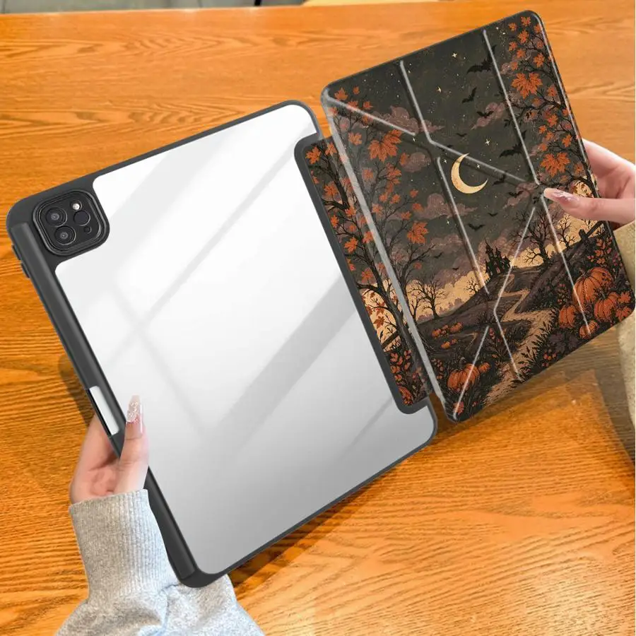 Halloween Ghost Skeleton With Pen Slot Cover Tablet Case For iPad 12th 11th Pro M4 13 2025 2026 Air 8 M2 M3 3 Mini 7 6 5 10th