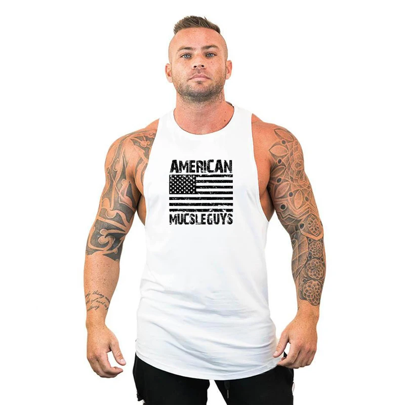 Hot Style New Casual Men Fitness Sleeveless Breathable Gym Clothing Summer Moisture Wicking Cool Feeling Cotton Muscle Tank Tops