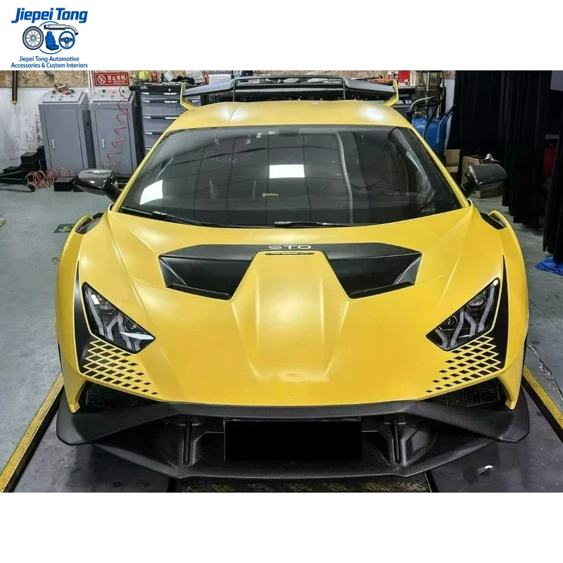 Kit de carrocería de fibra de carbono seca estilo OEM para Lamborghini Huracán STO: alerón delantero y difusor trasero, piezas de automóvil de fácil instalación.