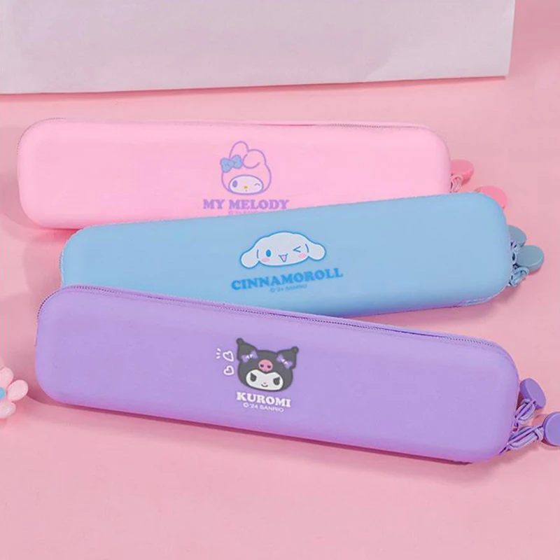 

Cartoon Sanrio Kuromi Mymelody Cinnamoroll Silicone Pencil Case Student Desktop Storage Stationery Bag Gifts
