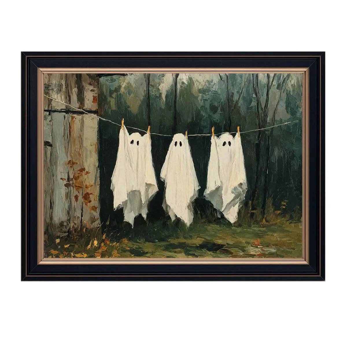 Framed Halloween Wall Art Vintage Ghosts Hanging in Autumn Forest Art Print Canvas Poster ing Funny Spooky Pictures Wall Decor