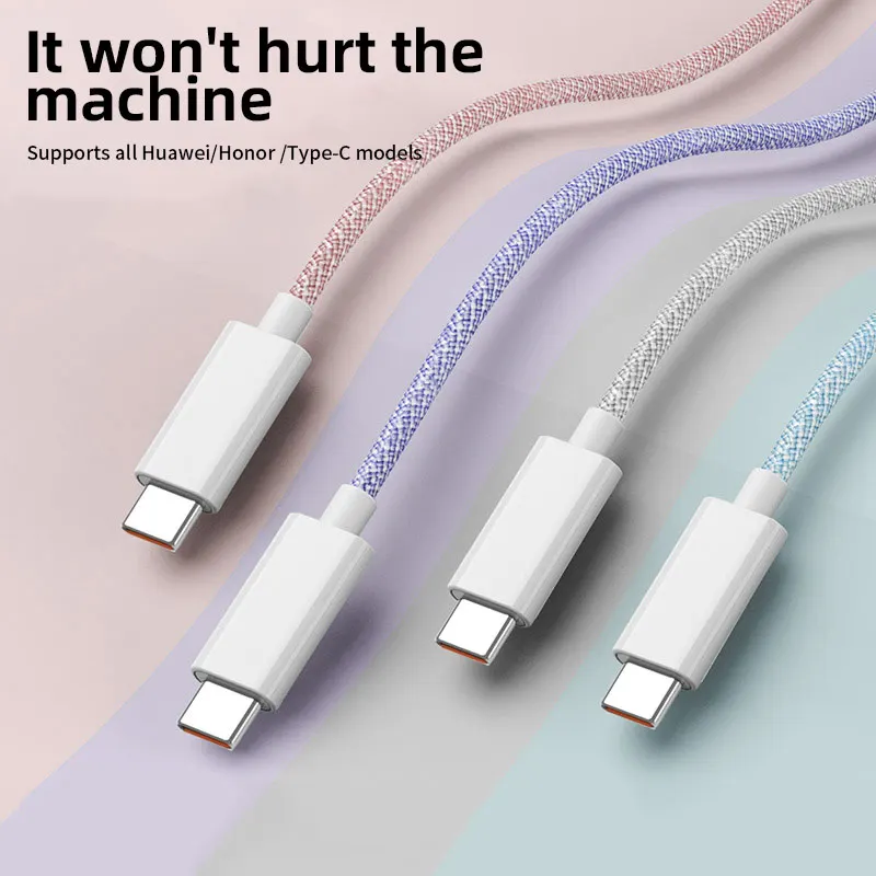 6A 66W USB Type C Fast Charging Cable QC 3.0 Braided Data Cord For Huawei Xiaomi 14 Redmi 13 Samsung S23 Oneplus 11 POCO X5 F5