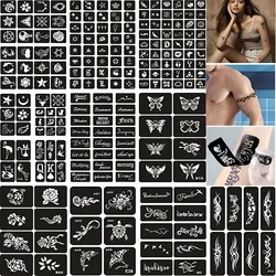 195pcs Henna Tattoo Stencil Kit for Women Girls Kids Texture Deer Dimond Glitter Airbrush Stencils Templates for Face Arm Chest