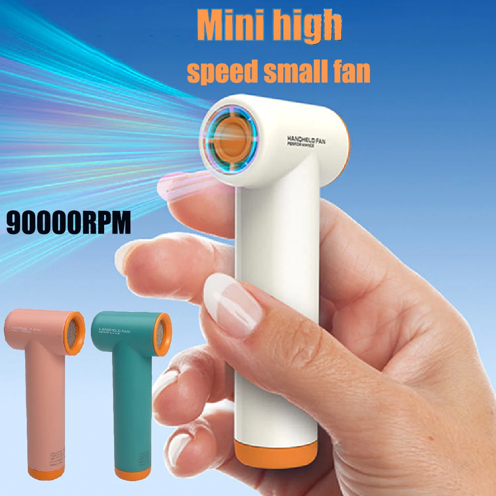 

Handheld Portable Turbo Fan, 90000RPM Super High-speed Fan with 4-speed, 4000mAh, USB-C Rechargeable Personal Battery Operated
