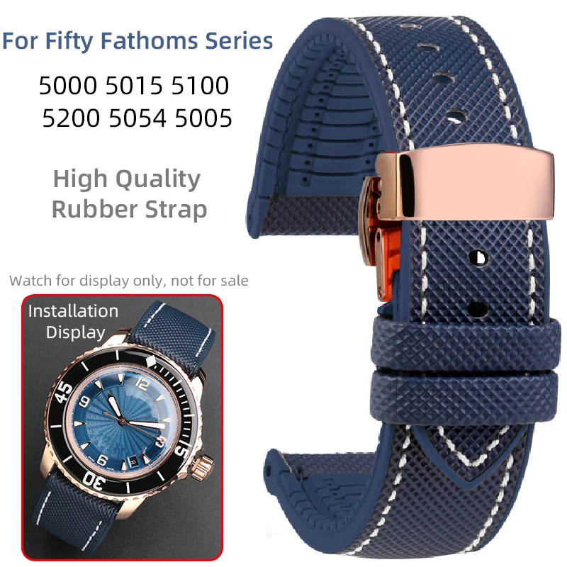 For Blancpain Fify Fathoms watchband 23mm bracelet nylon grain rubber strap 5015 5066 5100 Scuba 22mm 5008 5901 20mm men's strap