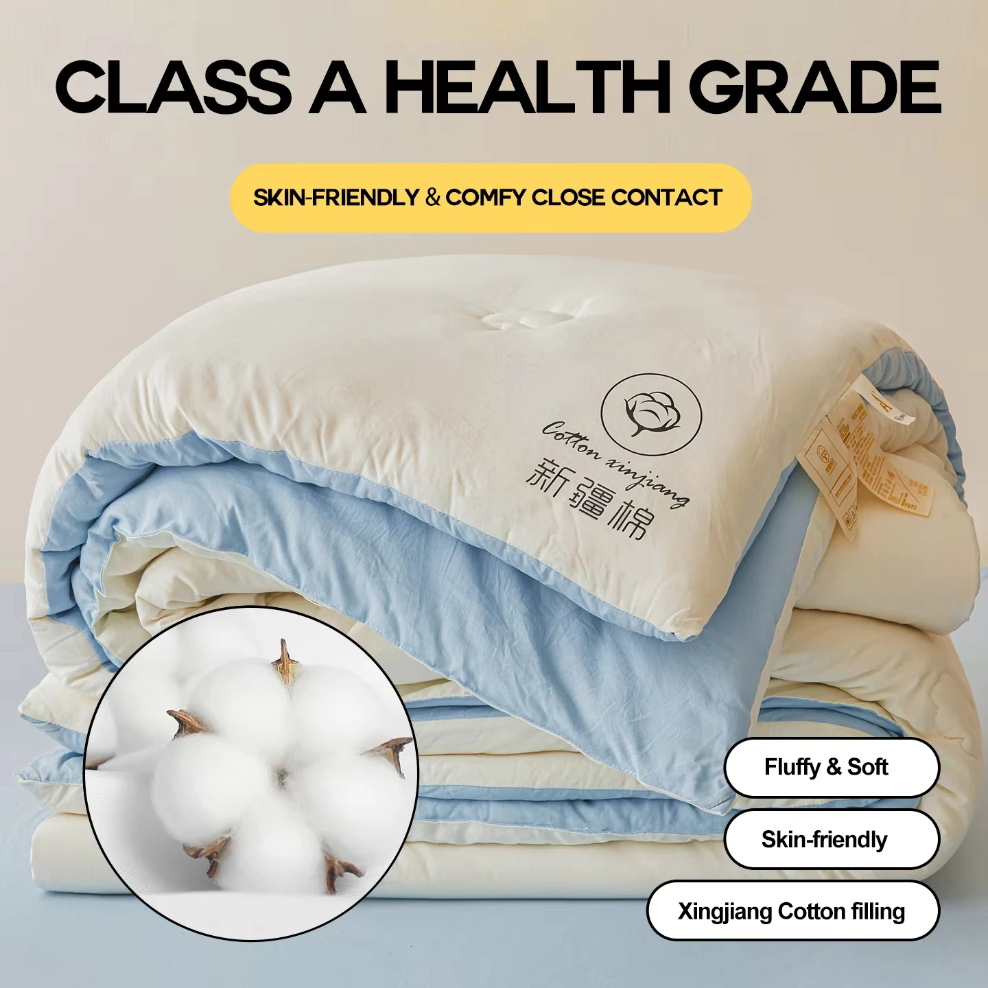 100% Cotton Filled Super Soft Autumn Winter Quilt Lightweight Fluffy Warm Duvets Core Grade A Comfort Quilted Double Comforter