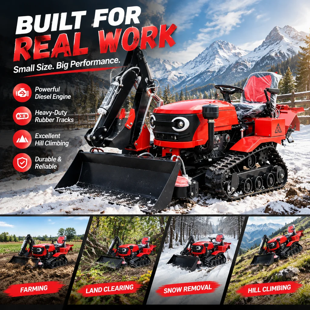 Multifunctional Crawler Mini Tractor, Support Excavator Arm, Log Grapple, Hydraulic Breaking Hammer, Soil Auger