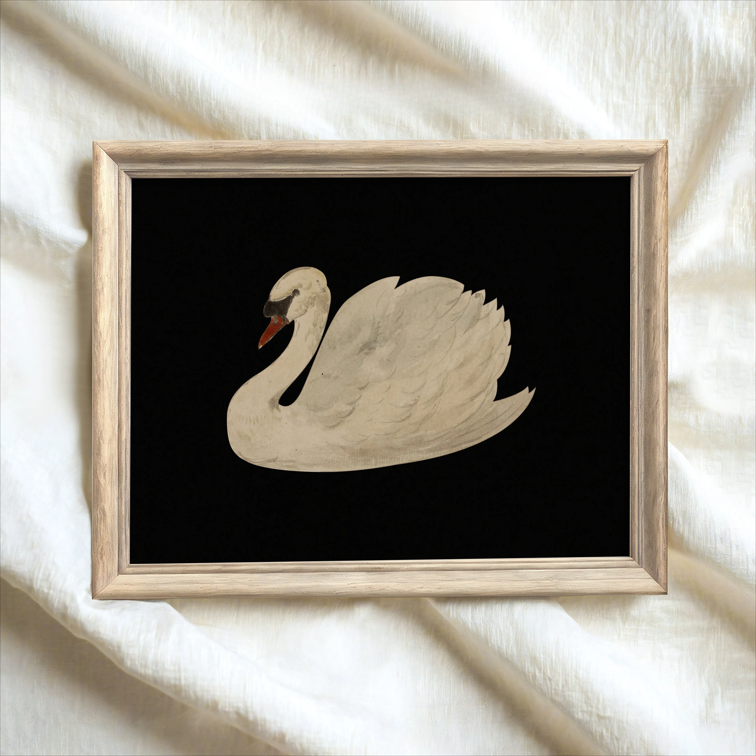 فراشة بيضاء البجعة البيضاء الحيوان قماش طباعة الظلام المزاج الحشرات العتيقة العثة جدار ملصق فني لغرفة المعيشة الحديثة ديكور المنزل