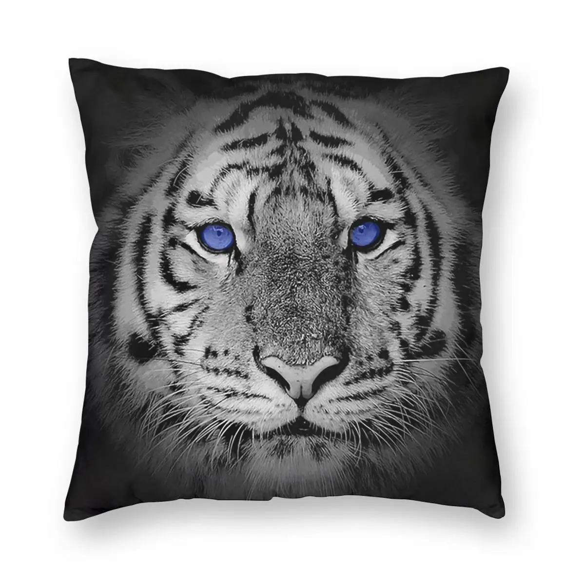 A Real White Tiger With Blue Eyes Square Pillowcase Pillow Cover Cushion Zip Decorative Comfort Throw Pillow for Home Car