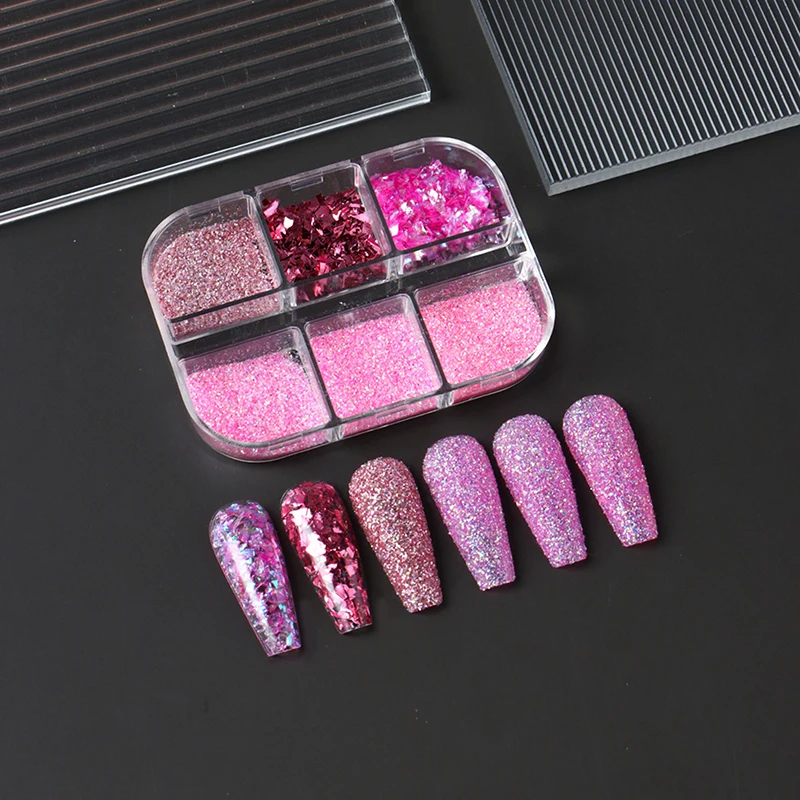 1 scatola da 6 griglie 3D Mini Round Nail Paillettes Kawaii Coreano Black Dot Nail Art Flake Y2K Golden Silvery Shinny Charms Accessori