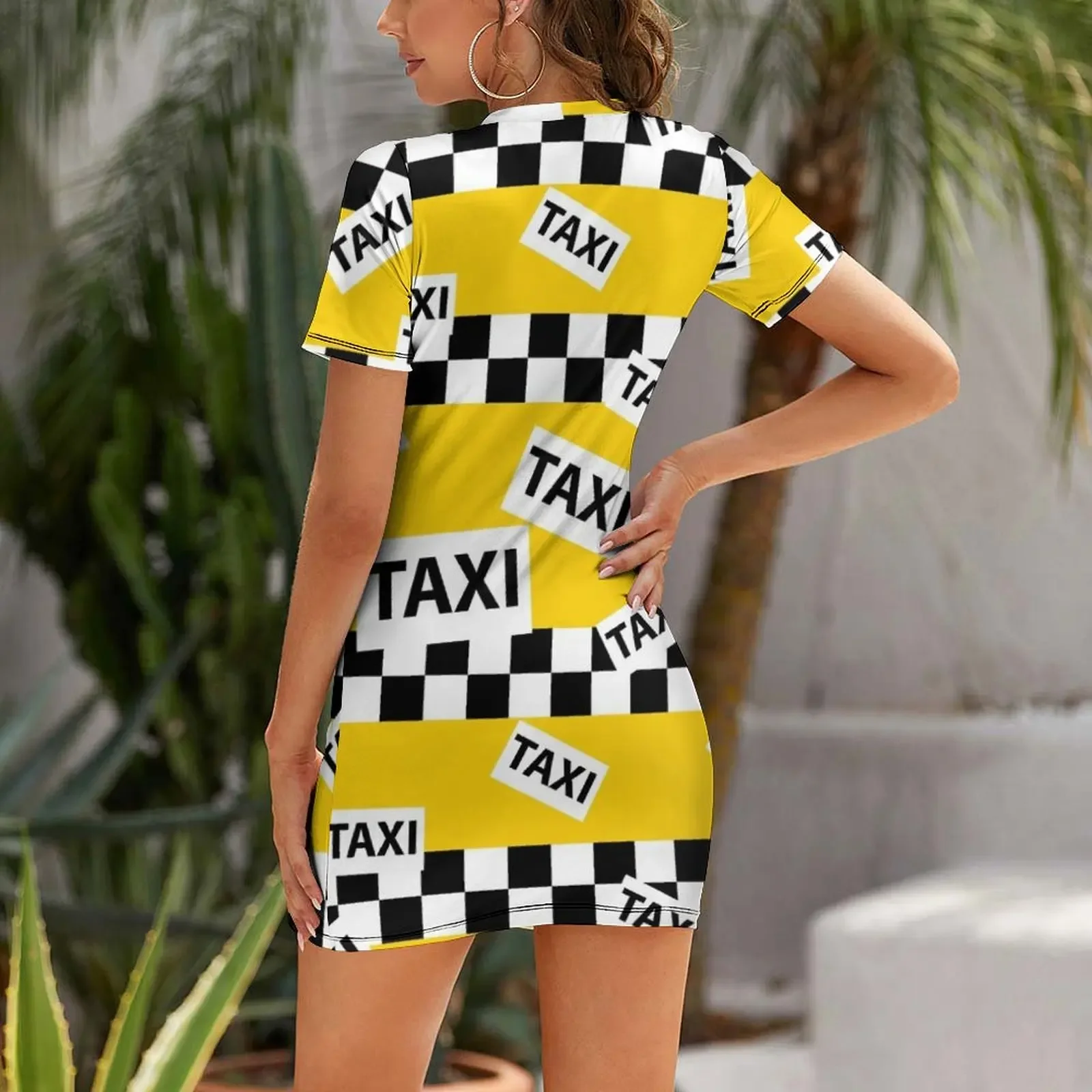 New York Yellow Taxi Cab Pattern Short-Sleeved Dress Women's skirt Prom gown Dress