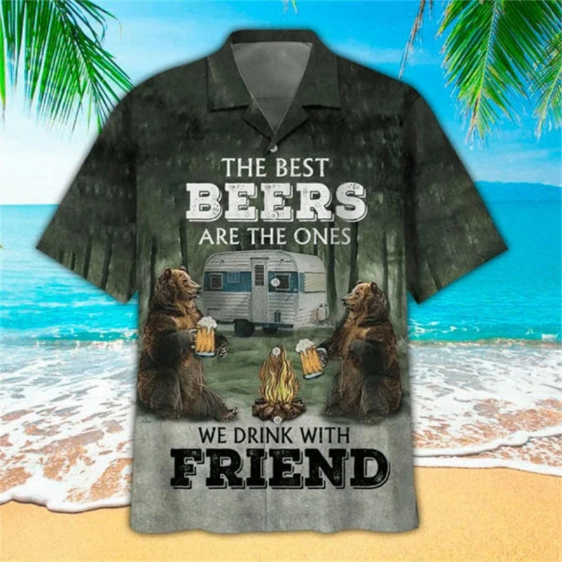 Herren Freizeit hemden Papagei 3D-Druck Hemden Männer Mode Hawaii Hemd Strand blusen Kurzarm Bluse Berufung Revers Shirt Junge