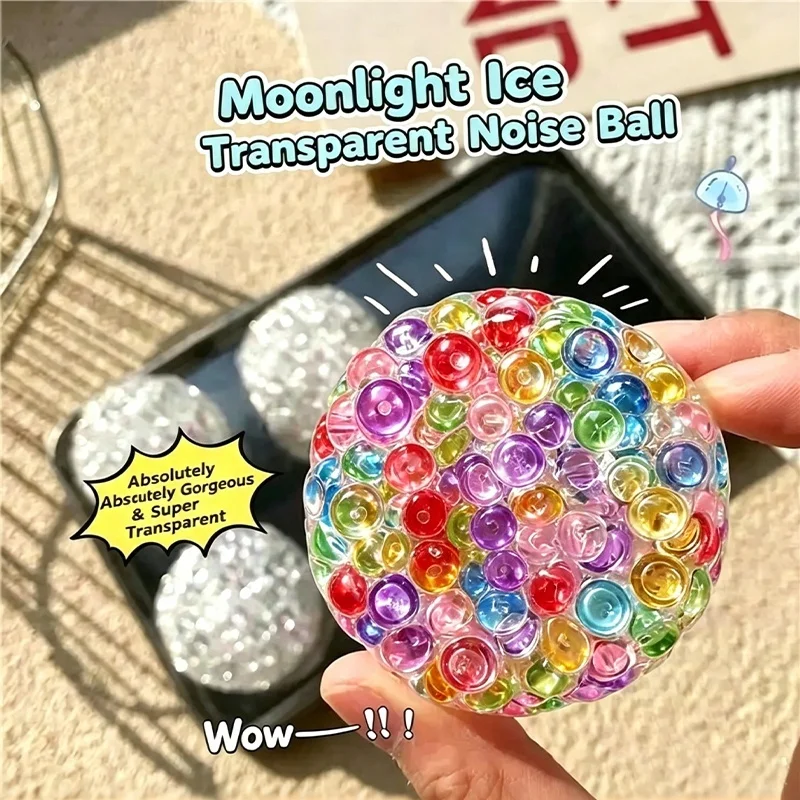 Transparent DIY Noisy Ball Squishy ASMR Squeeze Stress Fidget Toy For ADHD Autism Anxiety Relief Decompression Relax Pinch Ball