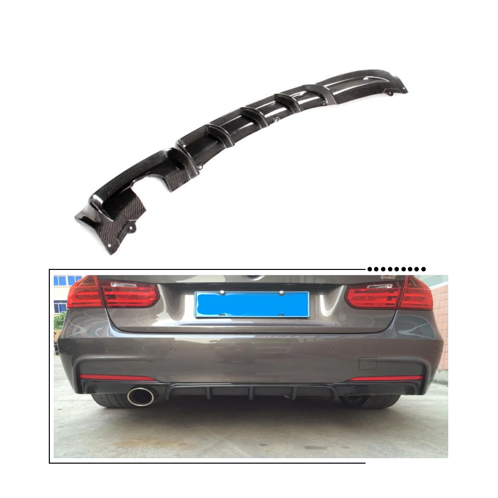 JCSPORTLINE Carbon Fiber Rear Diffuser Lip for BMW F30 M-TECH 2012-2017 (single exhaust pipe, single outlet)