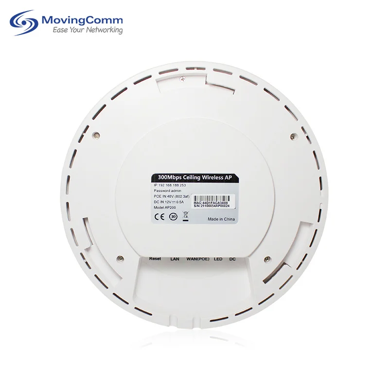 RTS 2.4g 300mbps سقف Ap 24v أو 48v Poe نقطة وصول موزع إنترنت واي فاي نقطة وصول لاسلكية داخلية
