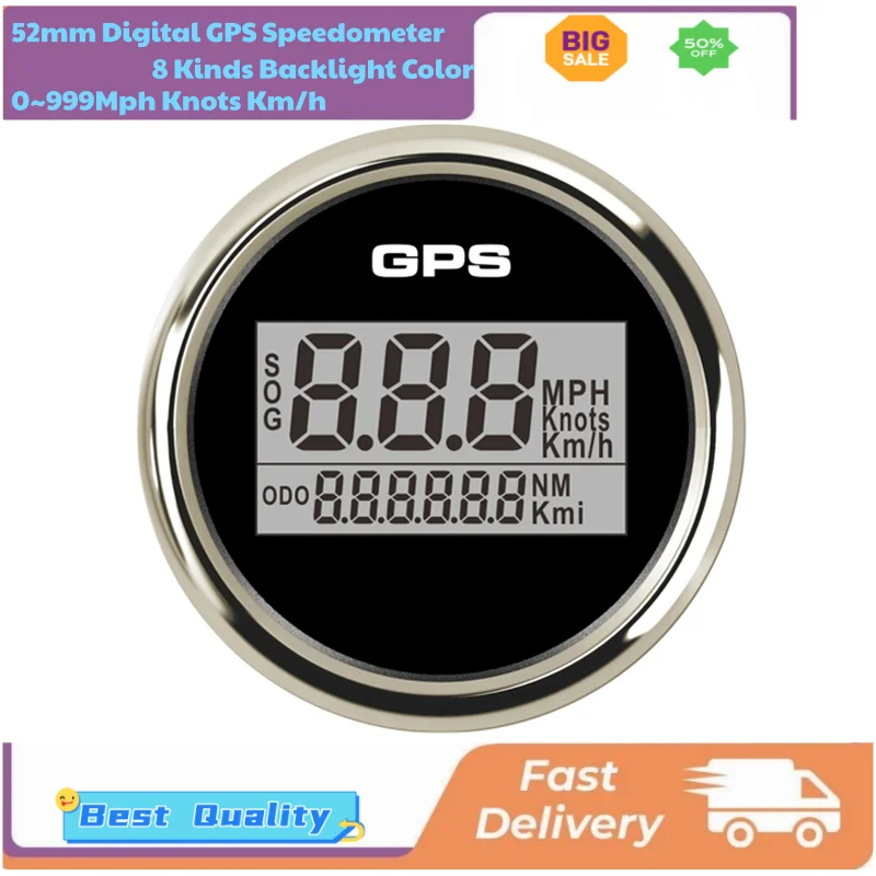 

Sog 0-999Km/H Knots MPH Show Digital Speedometers 52mm GPS Odometers Speed Mileometers with Antenna & 8 Kinds Backlight Color