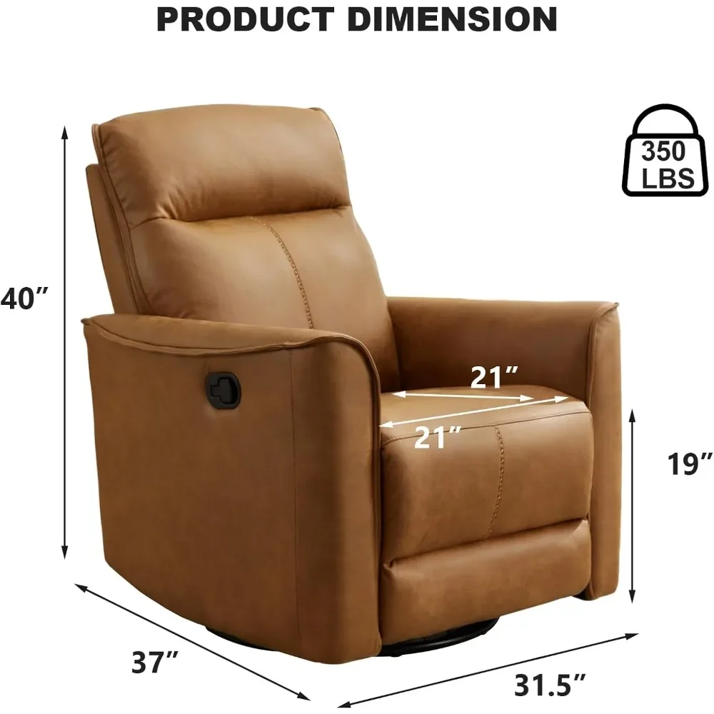 Manual Swivel Rocker Recliner, Glider Recliners with Padded Armrest and Backrest, Soft Leather Nursery Rocking Chair Reclining