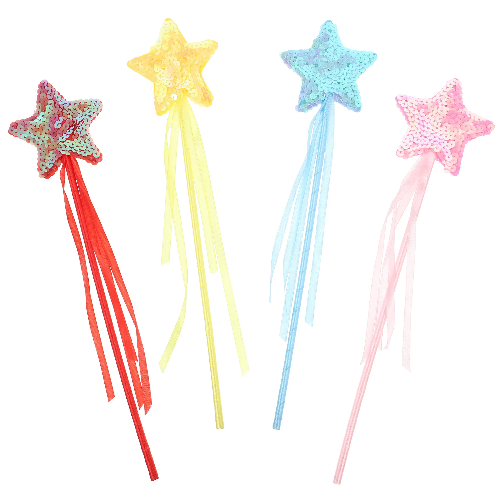 4Pcs Fairy Wands Pentagram Star Shaped Peach Heart Colors Kids Party Supplies Girls Birthday Magical Fairy Sticks