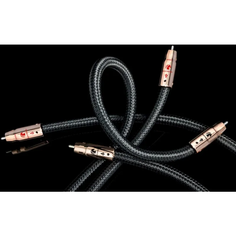 Czarny kabel RCA z czerwoną miedzianą wtyczką PSC + miedziany wzmacniacz audio HiFi Interconnect kabel sygnałowy